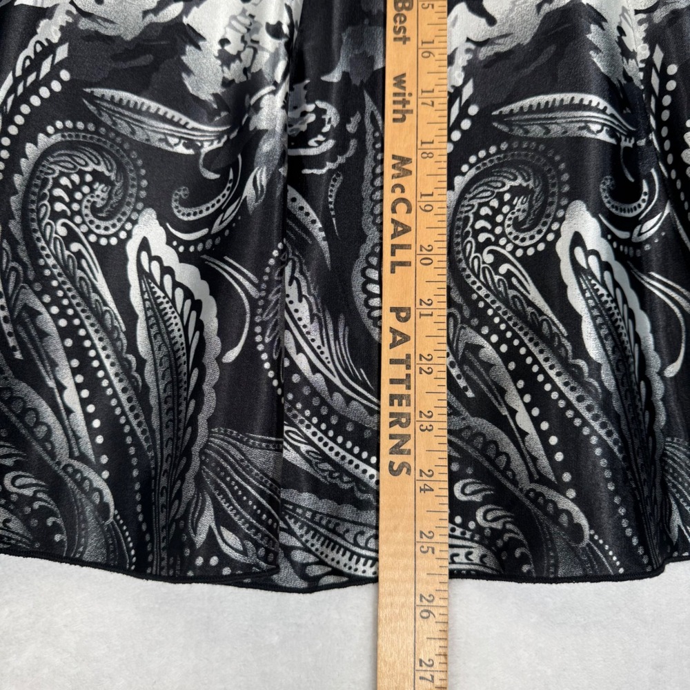 Chico's Midi Skirt Womens 1 M Black Silver Paisley Floral A-Line Dressy Elegant - Picture 6 of 7